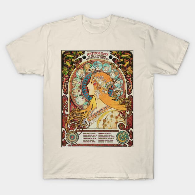 Vintage Gypsy Astrology Poster | Alphonse Mucha T-Shirt by visionarysea